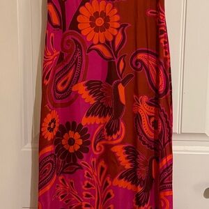 FARM Rio Pink Bold Floral Satin Maxi Skirt XXS
